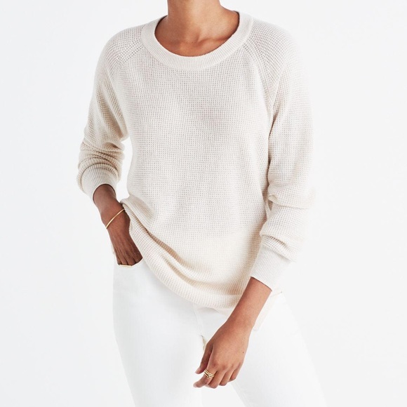 Madewell Sweaters - Madewell Wafflestitch Pullover Ivory Sweater